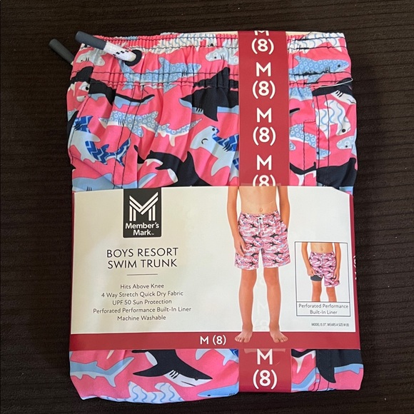 Member's Mark Boys Resort Swim Trunk - Pink and Blue - Picture 1 of 2